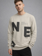Men’s Beige Graphic Crew Neck Sweatshirt - Image 4