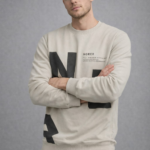 Men’s Beige Graphic Crew Neck Sweatshirt
