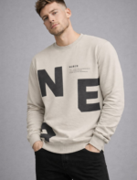 Men’s Beige Graphic Crew Neck Sweatshirt - Image 5